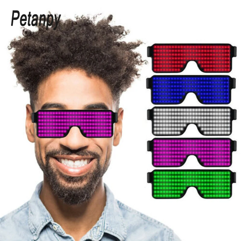 8 режимов быстрая вспышка Led вечерние очки USB зарядка светящиеся рождественское