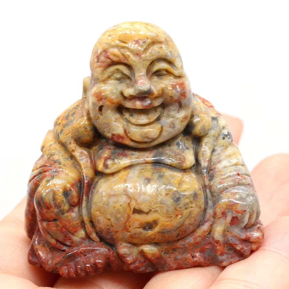 yachu Natural Stone Maitreya Buddha-shaped Transfer Home Decoration Making DIY Jewelry Accessories Size 35x50mm Lucky