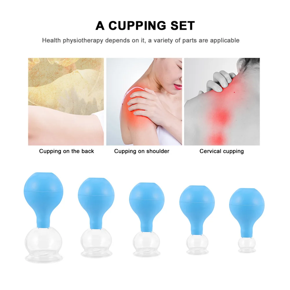 

5pcs Rubber Head Glass Vacuum Cupping Cups Kit Vacuum Cans Suction Therapy