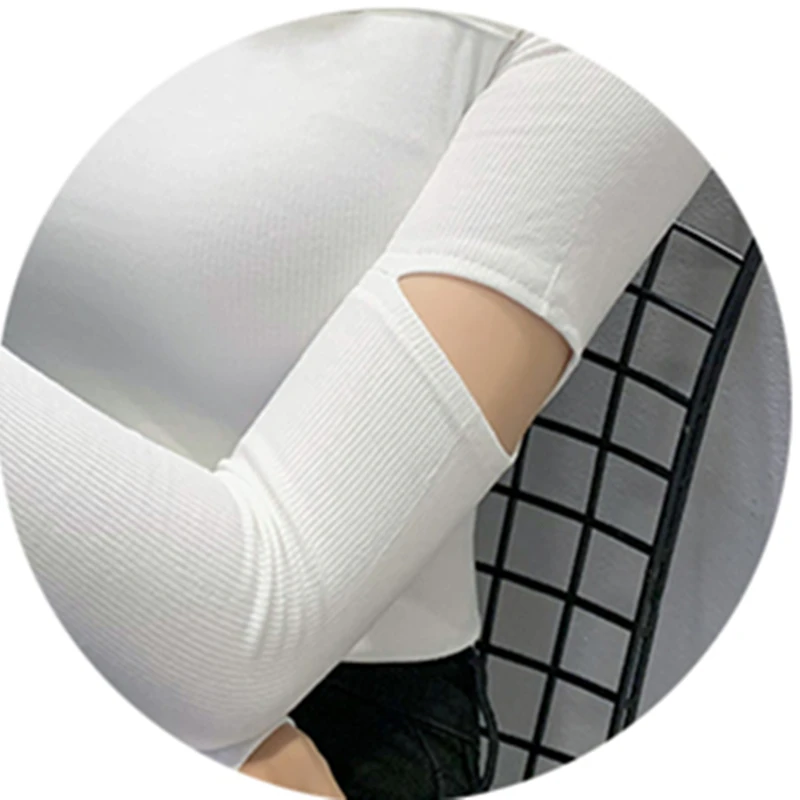 

Spring Fall Korean Style Short T-Shirt Women Sexy Tops All Match Cotton Long Sleeve Hollow Out Bottoming Tees 2021 New T0N227A