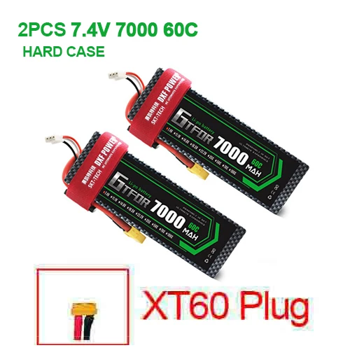 2PCS7000mahXT60 2 шт 7,4 V 5200 45c 7000mAh 60C GTFDR LiPo аккумулятор 2S HardCase для 1/8 1/10 RC модель автомобиля TRX Slash Emaxx - Цвет: 2PCS7000mahXT60