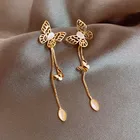 Модные Простые опаловые длинные женские серьги-бабочки с кисточками, 2021 женские ювелирные украшения в подарок