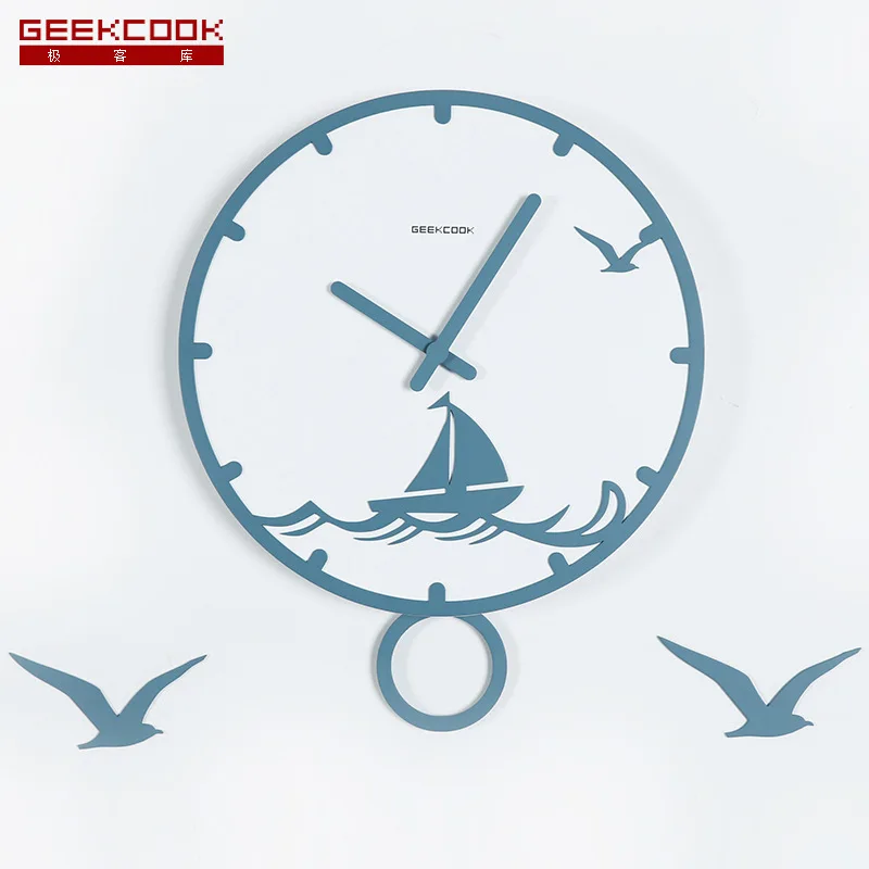 Простые креативные скандинавские немой настенные часы Mo Landi цвета для домашнего