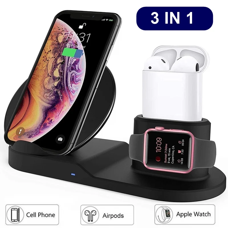 Tongdaytech 10 Вт Qi Беспроводное зарядное устройство для Iphone X XS XR 8 8P 11 Pro Max быстрое зарядное устройство для Apple Watch Airpods Pro 5 4 3 2 1