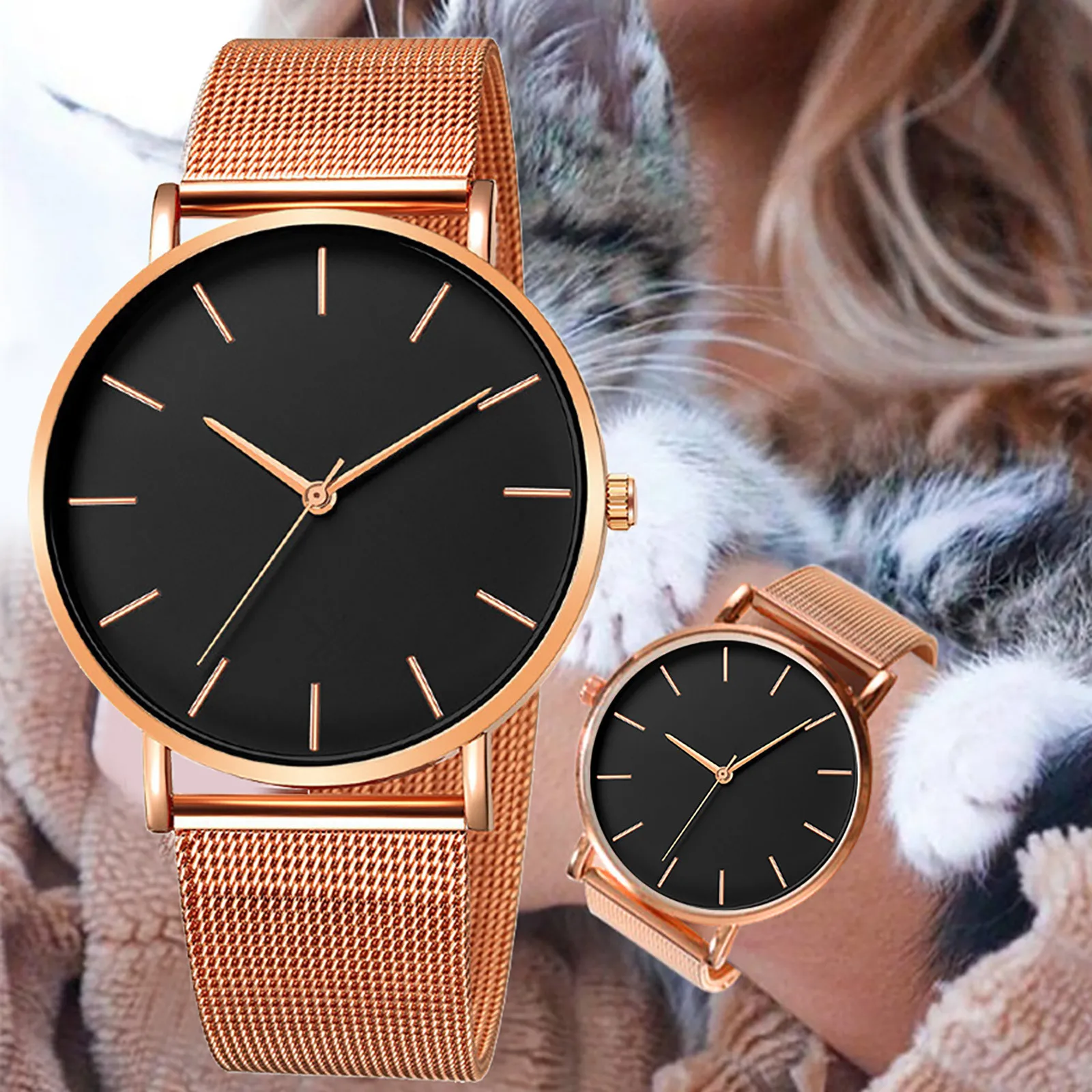 

Minimalist Ladies Fashionable Exquisite Mesh Steel Belt Retro Strap Ladies Watch Mesh Belt Watch Women's Quartz Watch Gift