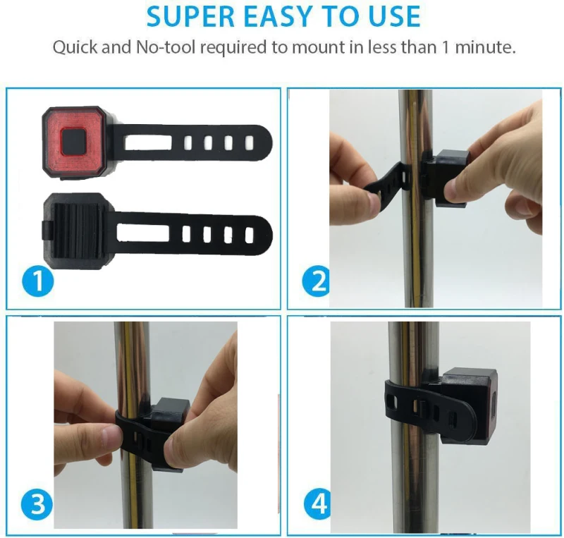 

USB Rechargeable Bicycle Rear Warning Lantern LED Bike Tail Lamp Acceorries Smart Manual Cycling Taillight Bicycle Accessories