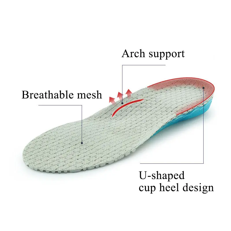 Silicone Gel Insoles EVA Spring Cushioning Shoe Pad Arch Support Sport Shoes Built-In Shock Absorption Spring Sole Insert Insole