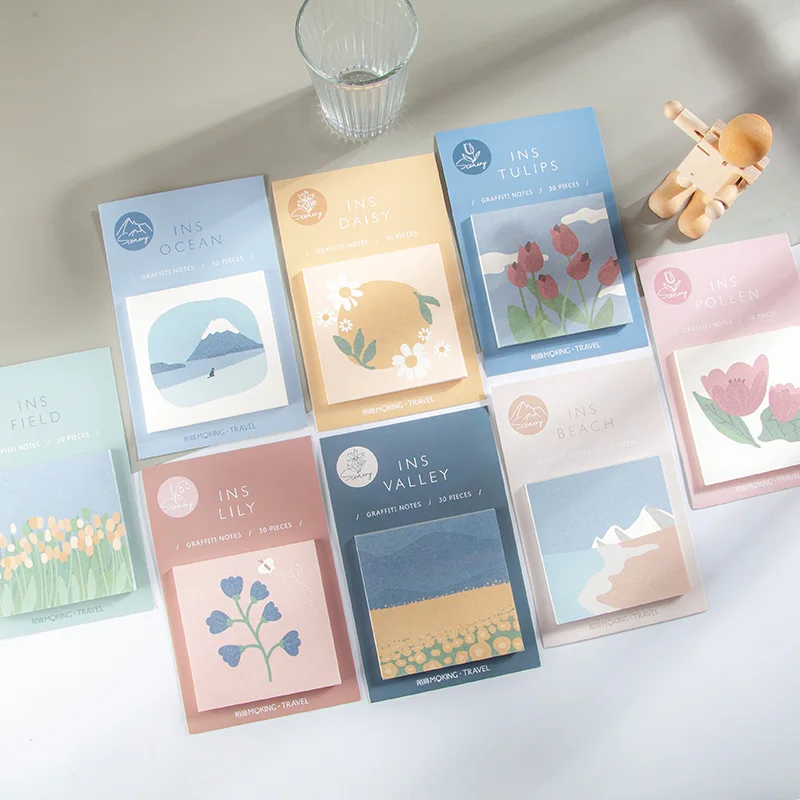 

30pcs/pack Morandi Color Memo Pads Loose Leaf for Scrapbooking DIY Diary Album Planners Creative Stationery Supplies