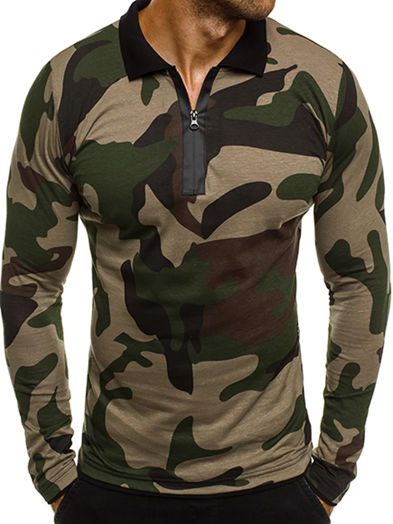 ZOGAA брендовая новая футболка с длинным рукавом в стиле милитари камуфляжной