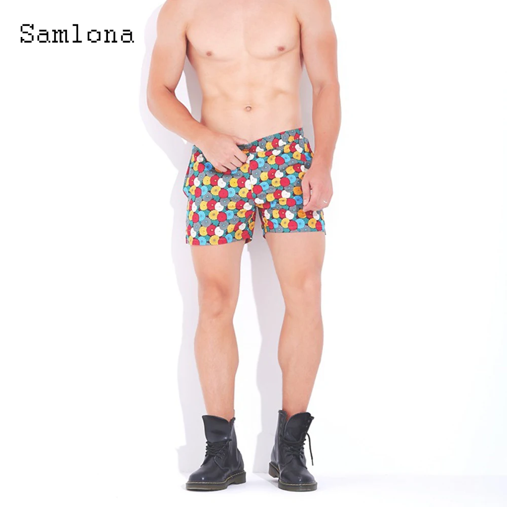 Samlona Plus Size Men Leisure Shorts 2021 Summer 3D Printed Ultrashorts Sexy Elastic Wiast Shorts Male Casual Beach Short Pants