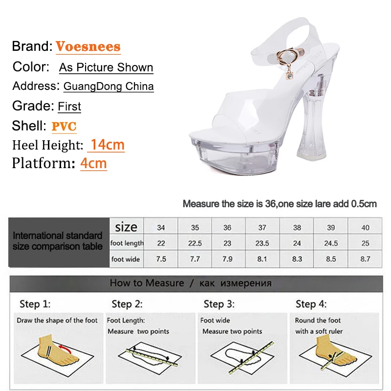 Сандалии женские на платформе 14 см прозрачные босоножки толстом каблуке со