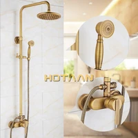 wall mounted mixer valve rainfall antique brass shower faucet complete sets 8 brass shower head hand shower hose pipe