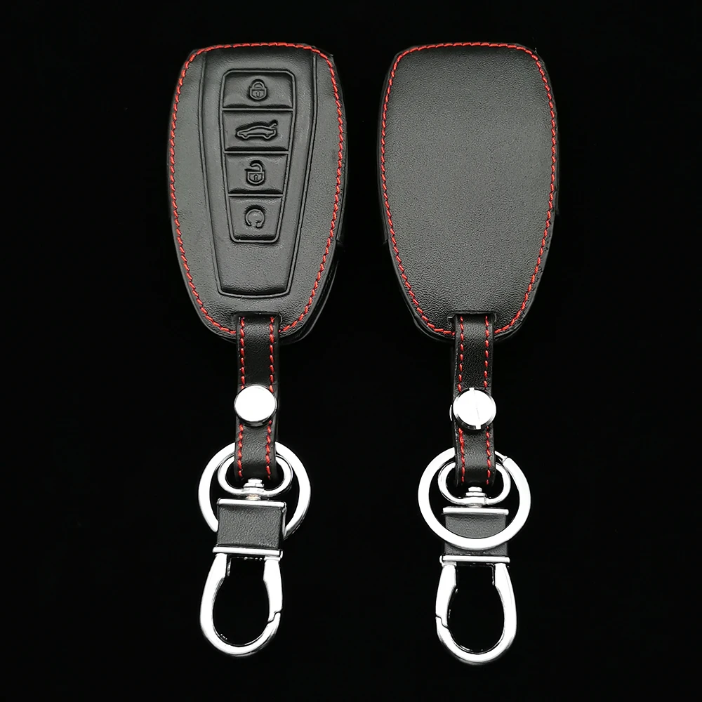

New Style Leather Car Remote Key Case Cover Holder Shell For Geely Coolray 2019-2020 4 Buttons Auto Styling Fob Accessories