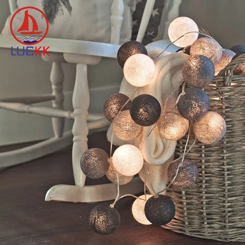 LUCKK 3 м светодиодный хлопковый шар гирлянды светильник 20 шт. вечерние свадебные