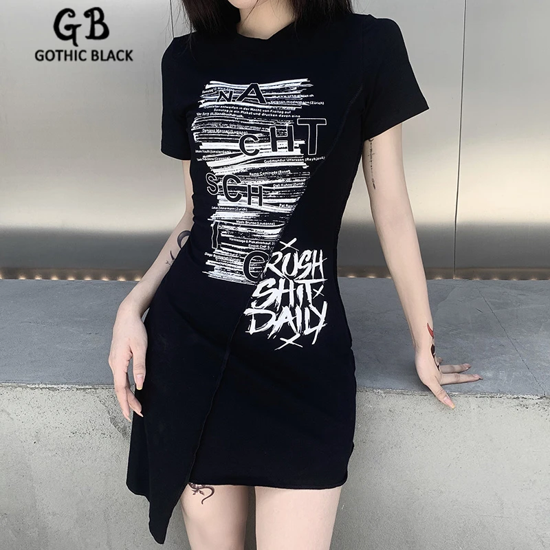 Женское платье мини Gothblack повседневное облегающее в стиле Харадзюку С принтом
