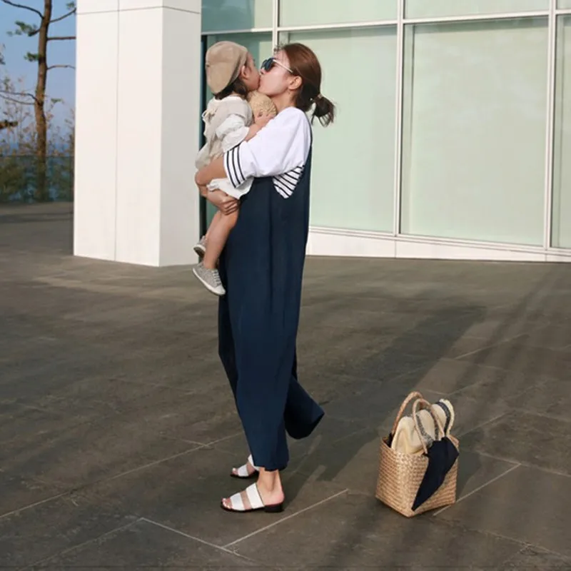 Мода 2019 консервативный стиль женские комбинезоны хлопок лен женская летняя