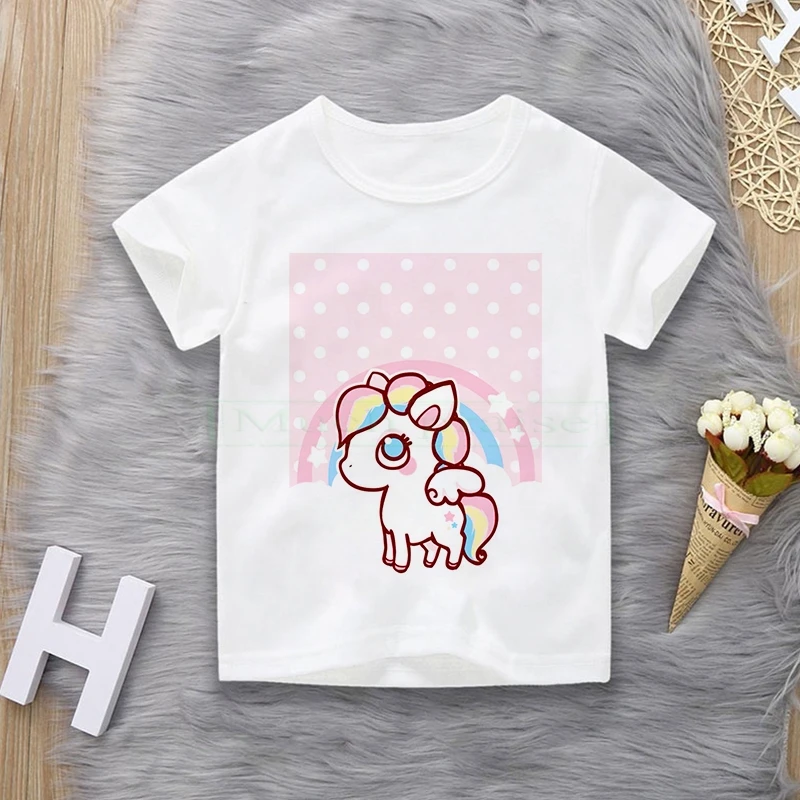 Футболка для девочек с единорогом хлопковая футболка мальчиков детская героями