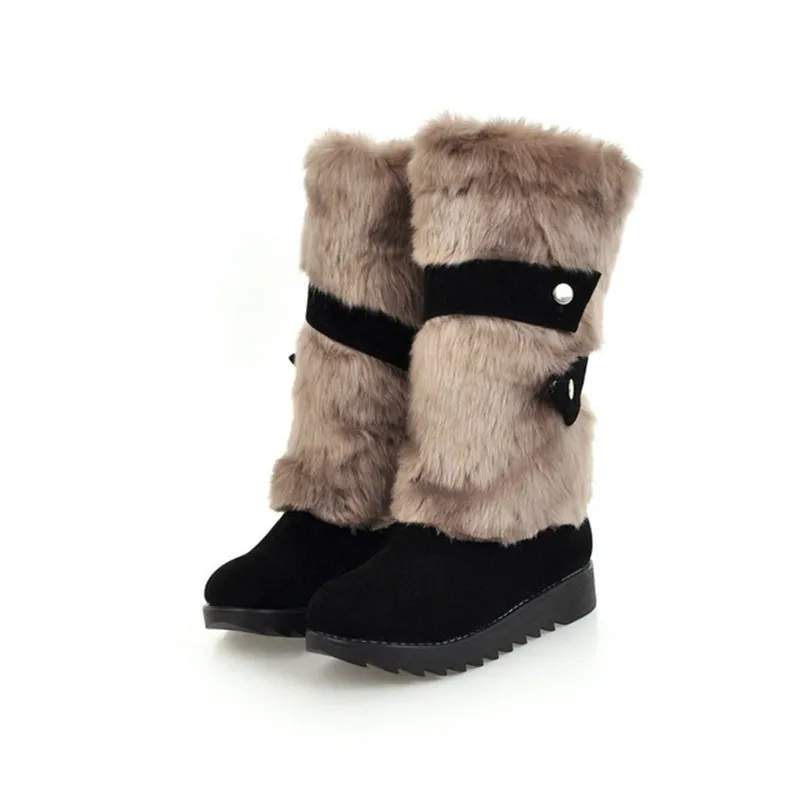 EPHER/женские зимние ботинки на искусственном меху теплые плюшевые до середины