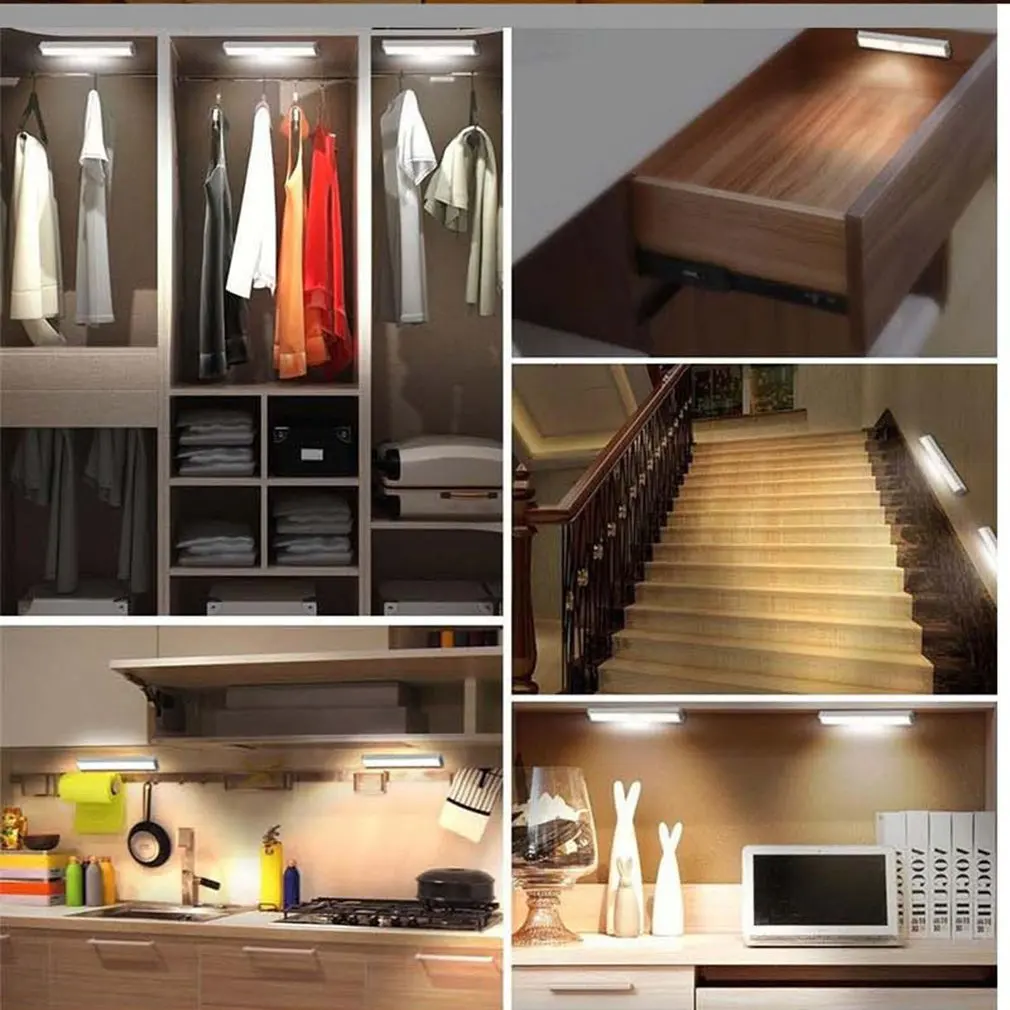 

Intelligent Human Body Induction Lamp Wardrobe Bedroom Study Battery Charging Led Night Light 10 Lamp Beads