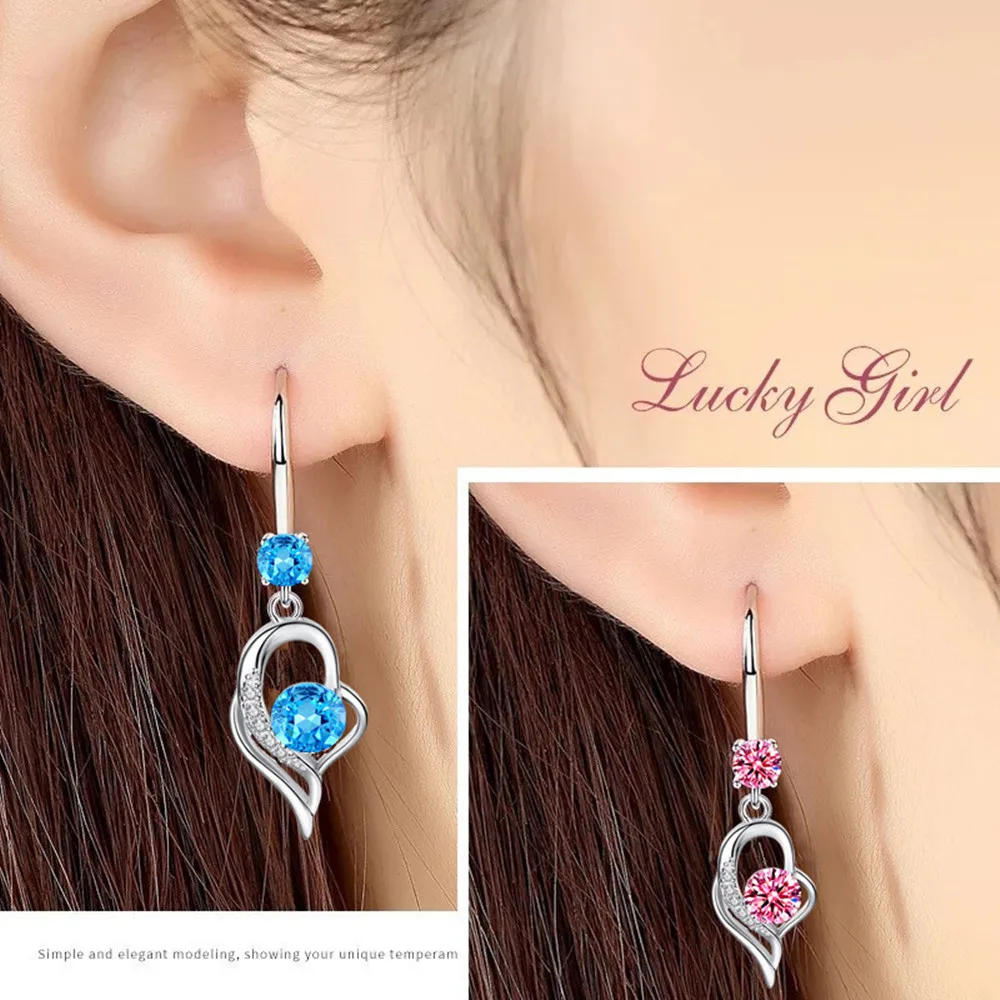 

NEHZY 925 Sterling Silver New Woman Fashion Jewelry High Quality Purple Pink Blue White Crystal Zircon Long Tassel Earrings