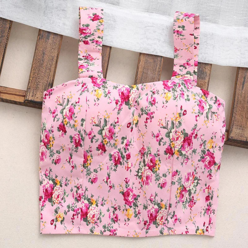 

Floral Crop Top Women Camisole Dill Tank Tops Female Cropped Feminino Short Vest