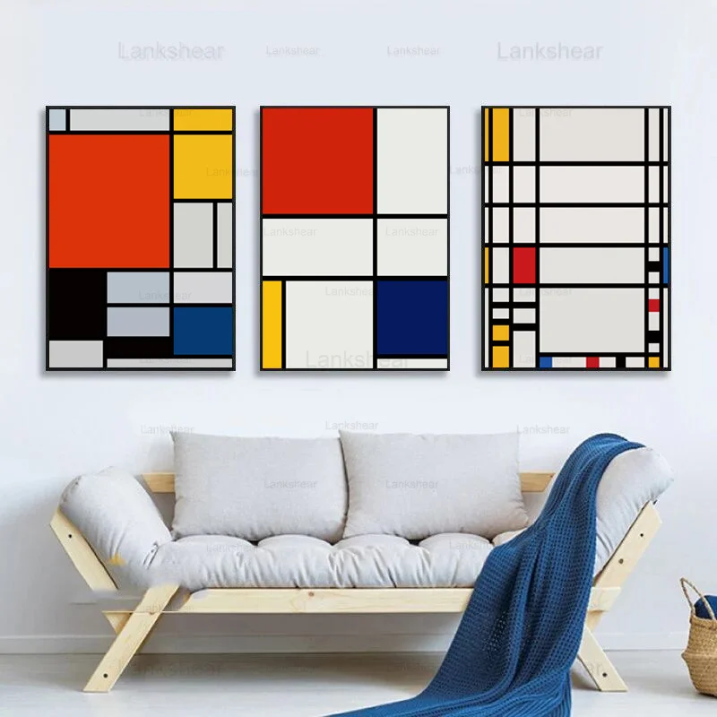 Mondrian цветной блок абстрактный стиль печать на холсте живопись искусство