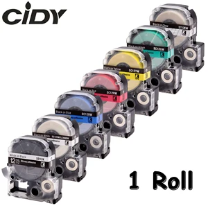 Цветная лента для этикеток CIDY, 12 мм, ST12KW, SS12KW, SD12KW, SC12GW, SC12YW, SC12BW, SC12RW для kingjimepson, модель LW300, SR150, lw400