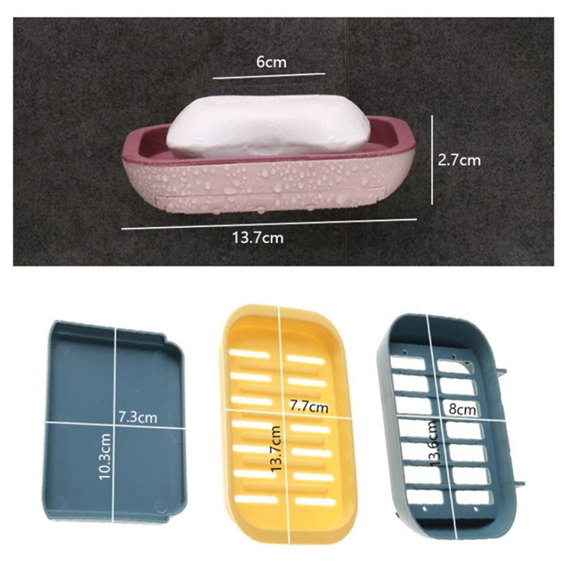 

1Pcs Soap Holder Bathroom Shower Soap Dish Shower Plates Soap Storage Box With Drain Wall Mounted Self Adhesive Plastic Supplies