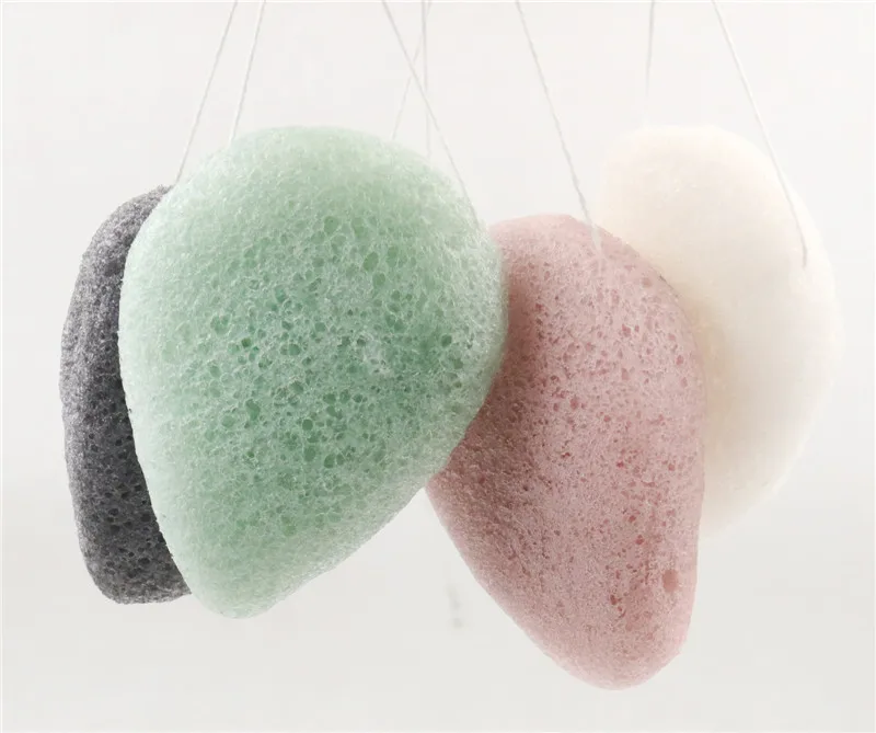 Натуральная зеркальная пуховка для лица полукруглая детская зеленая чайная