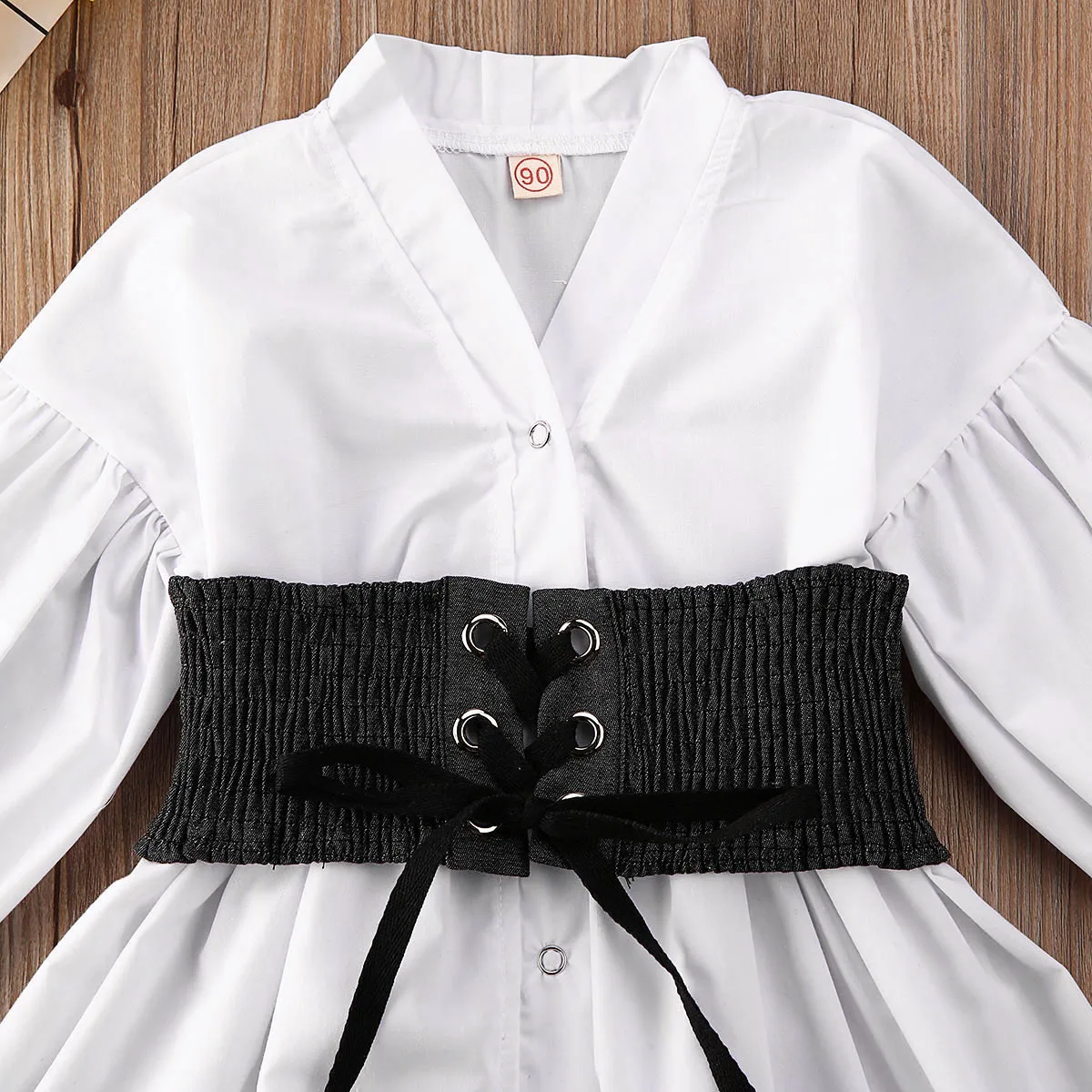 1-6Y Toddler Kids Baby Girls Dress Clothes Long Puff Sleeve Waist White A-Line Shirt Top Outfit | Детская одежда и обувь
