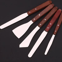 5pcsset metal spatula set oil painting paint scrapers artist painting accessories calligraphy palette knifes with wooden handle