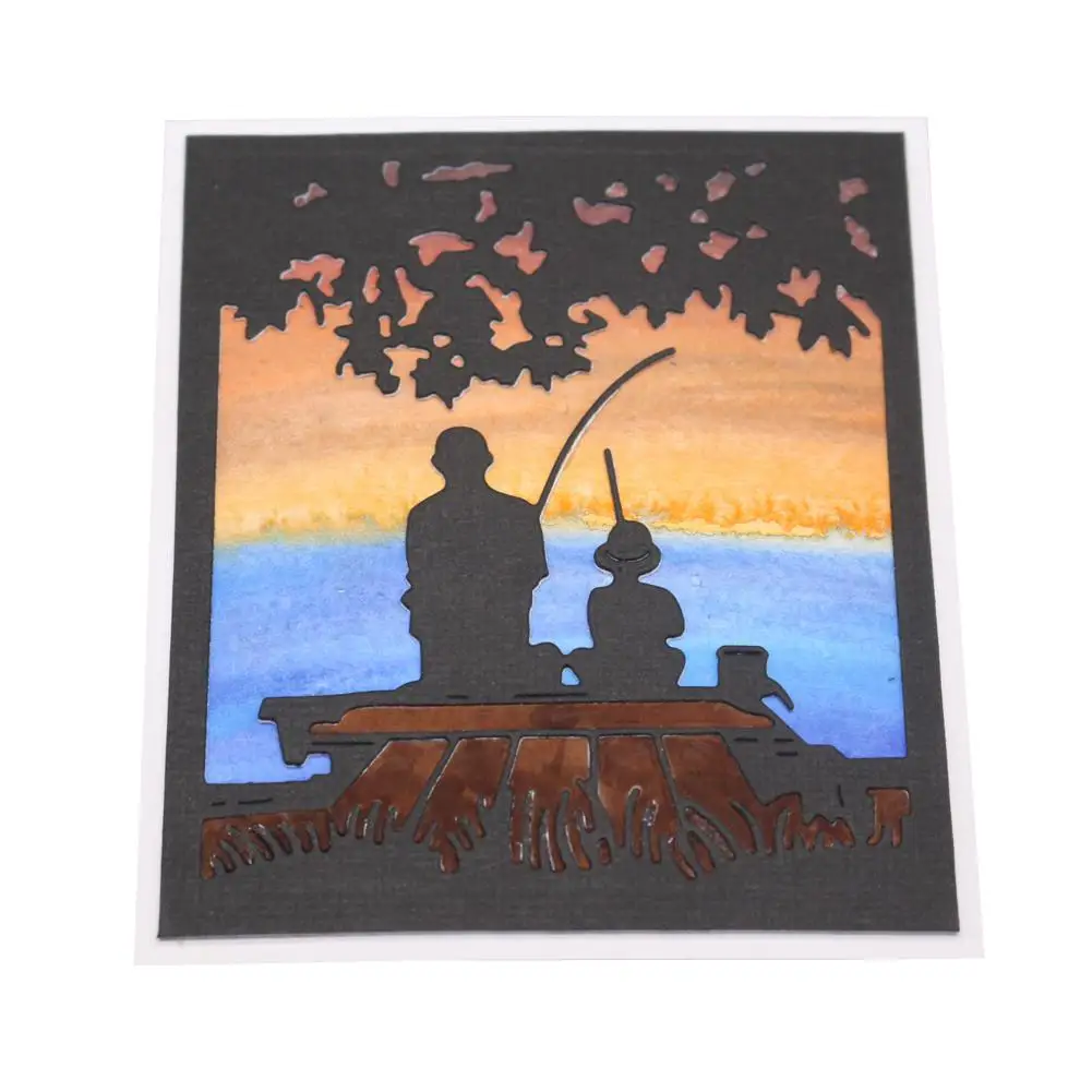 Сын Рыбалка шаблон DIY Скрапбукинг травления Режущий инструмент для штамповки