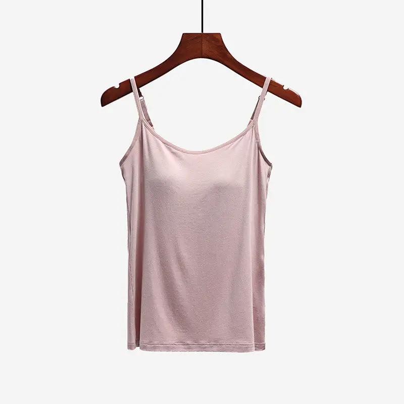Women 2020 New Fashion New Padded Bra Tank Top Female Model Spaghetti Solid Cami Top Vest Ladies Built In Bra G05