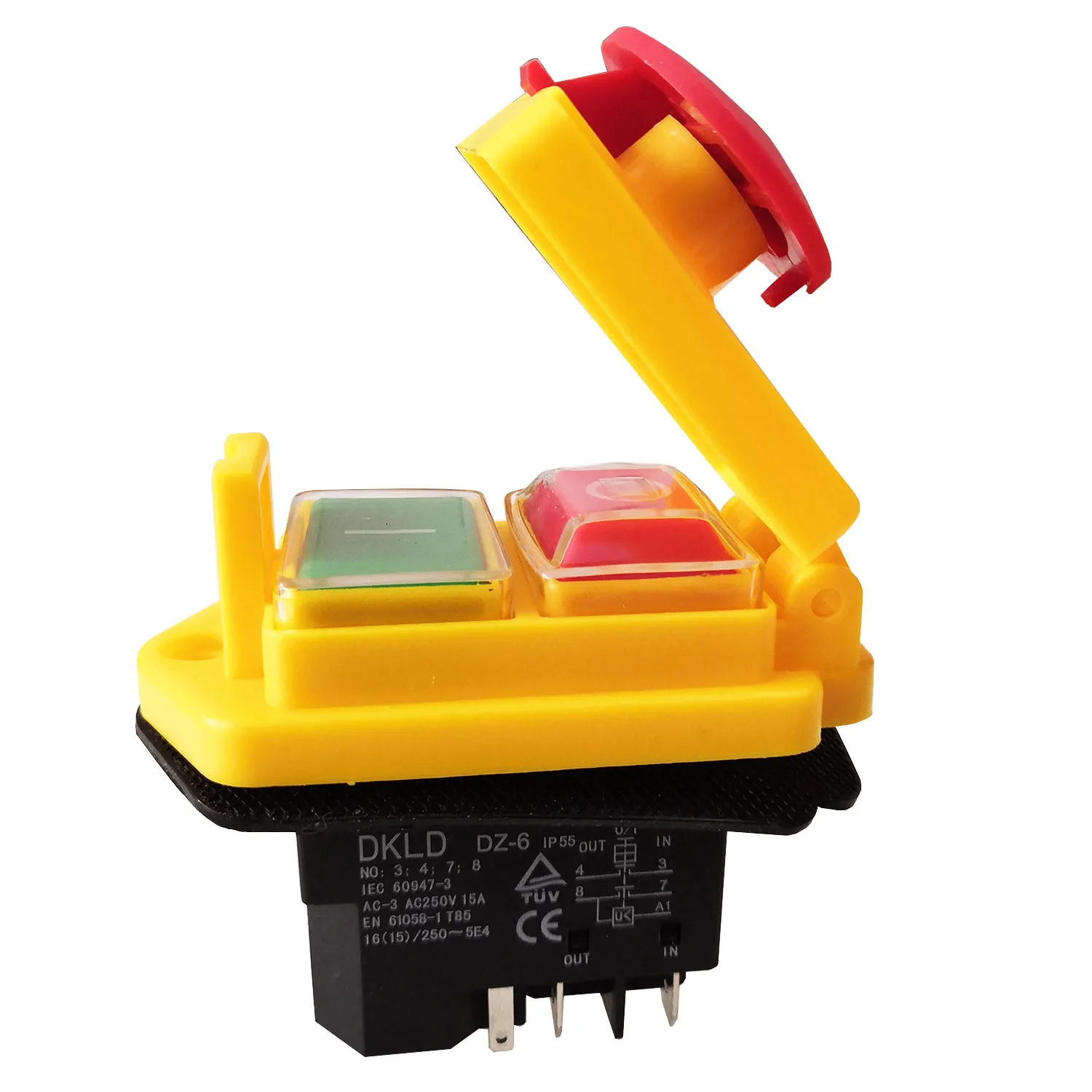 Водонепроницаемый электромагнитный кнопочный переключатель DKLD DZ 6 с крышкой