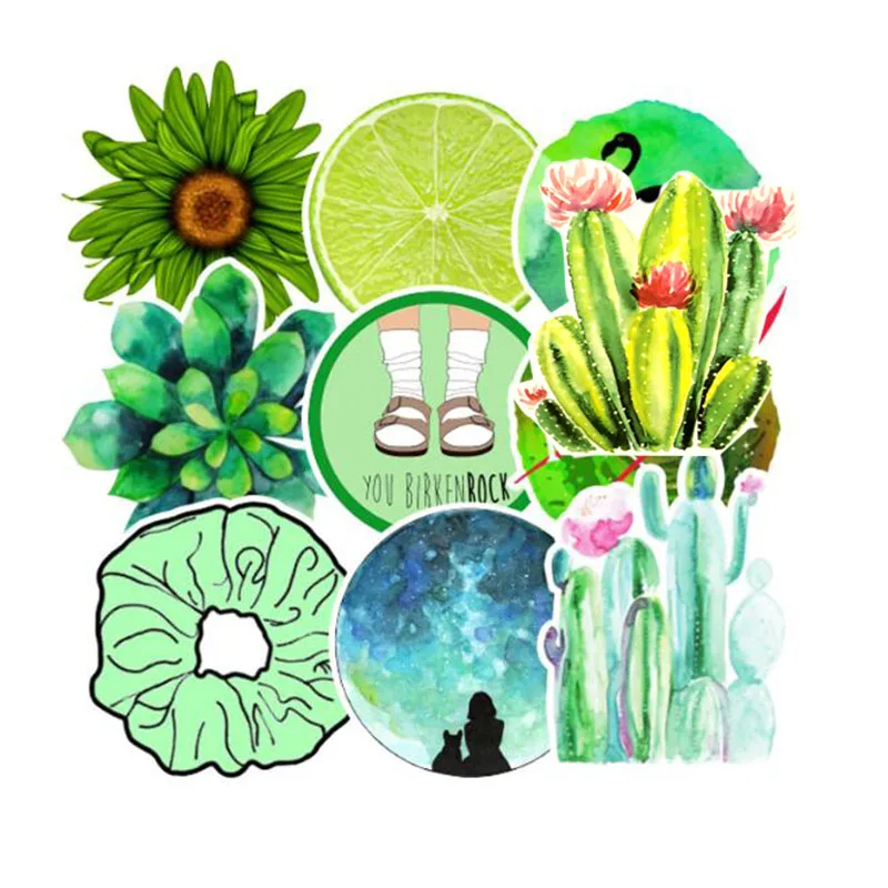 10/50 шт./упак. мультфильм милый Vsco для девочек Зеленый Виниловые наклейки