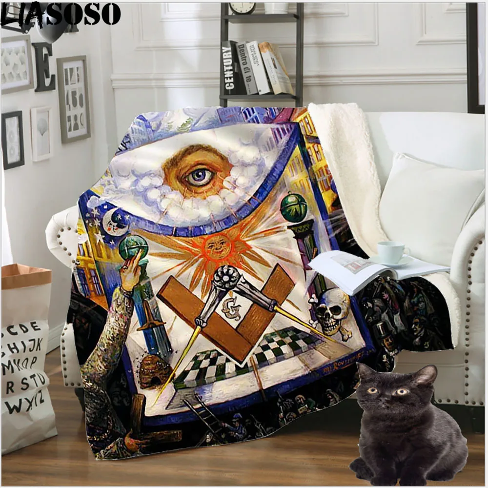 

LIASOSO Freemasonry Luxury Blanket 3D Print Harajuku Fashion Masonic Bedding Set Throw Blankets Vintage Freemason Home Decor