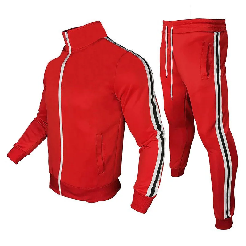 

New Track suit Mens 2piece set Men Sports Wear Fashion Colorblock Jogging Suit Men Outfits Fitness CLothes Jacket+Pants Men Clot