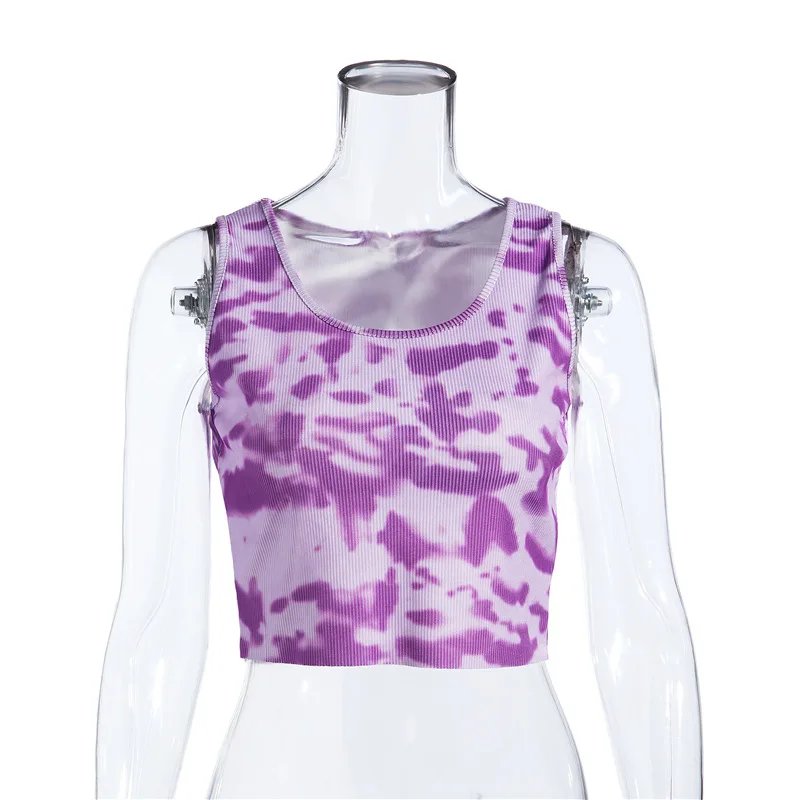 Трикотажный жилет с круглым вырезом и принтом граффити|Майки| |