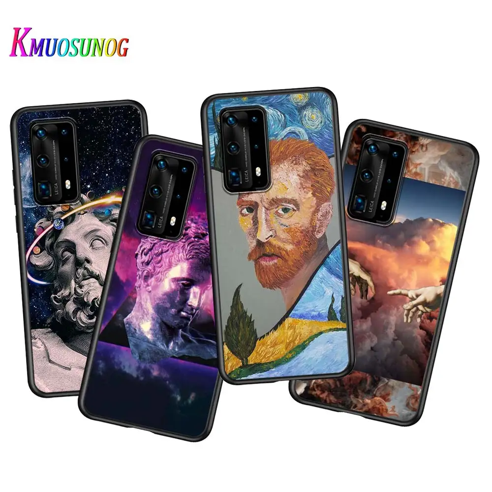 

For Huawei P40 P30 P20 Pro Lite E Plus 5G Matte Phone Case Medusa Vaporwave Art for Huawei P10 P9 P8 Lite Phone Cover