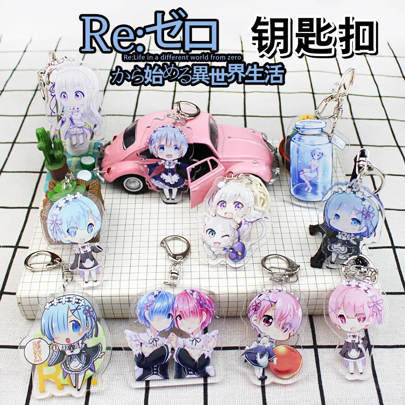 

Anime Collection Keychain Re ZERO Starting Life In Another World Emilia Acrylic Animation Peripheral Key Ring Pendant