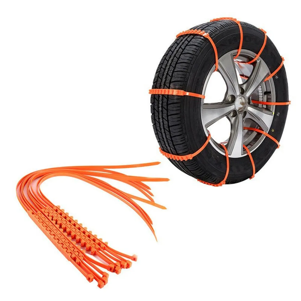 

10 Pcs Car Snow Chains Emergency Tire Chains Auto Wheel Anti-skid Chains Wheel Tyre Tire Nylon Cable Ties Universal Accessories