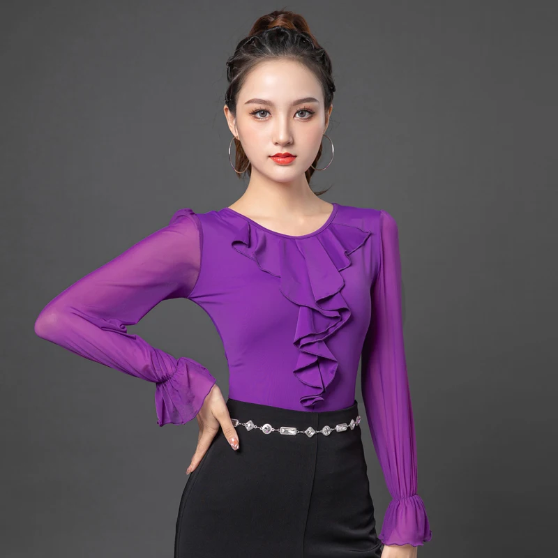 

New Latin Dance Costume Women Ballroom Waltz Dancing Performance Tops ChaCha Salsa Practice Wear Samba Rumba Dancewear YS2888