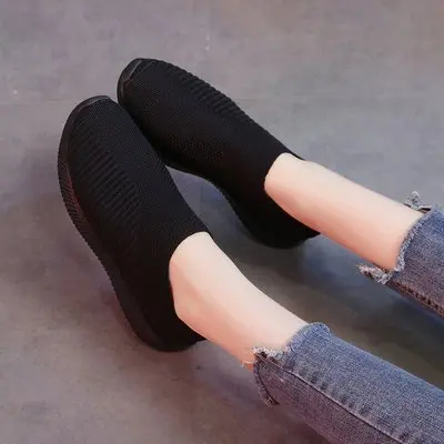 Летние спортивные новые летающие плетеные эластичные сетчатые кроссовки для