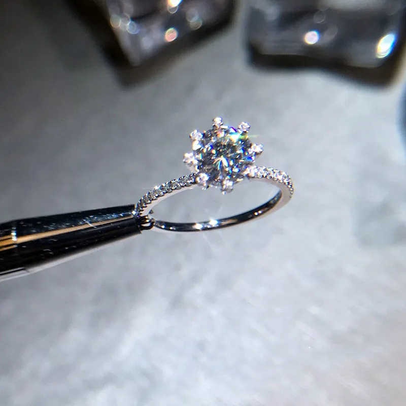 18K 750Au Золотое кольцо Moissanite алмазное кольцо обручальное кольцо D Цвет VVS с национальным сертификатом 01
