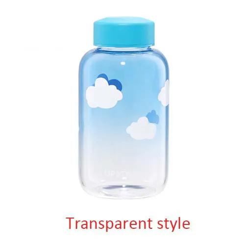 Transparent style Симпатичная стеклянная питьевая бутылка с созвездием неба, портативная Спортивная бутылка для воды, моя бутылка, кавайные бутылки для напитков для девочек - Цвет: Transparent style