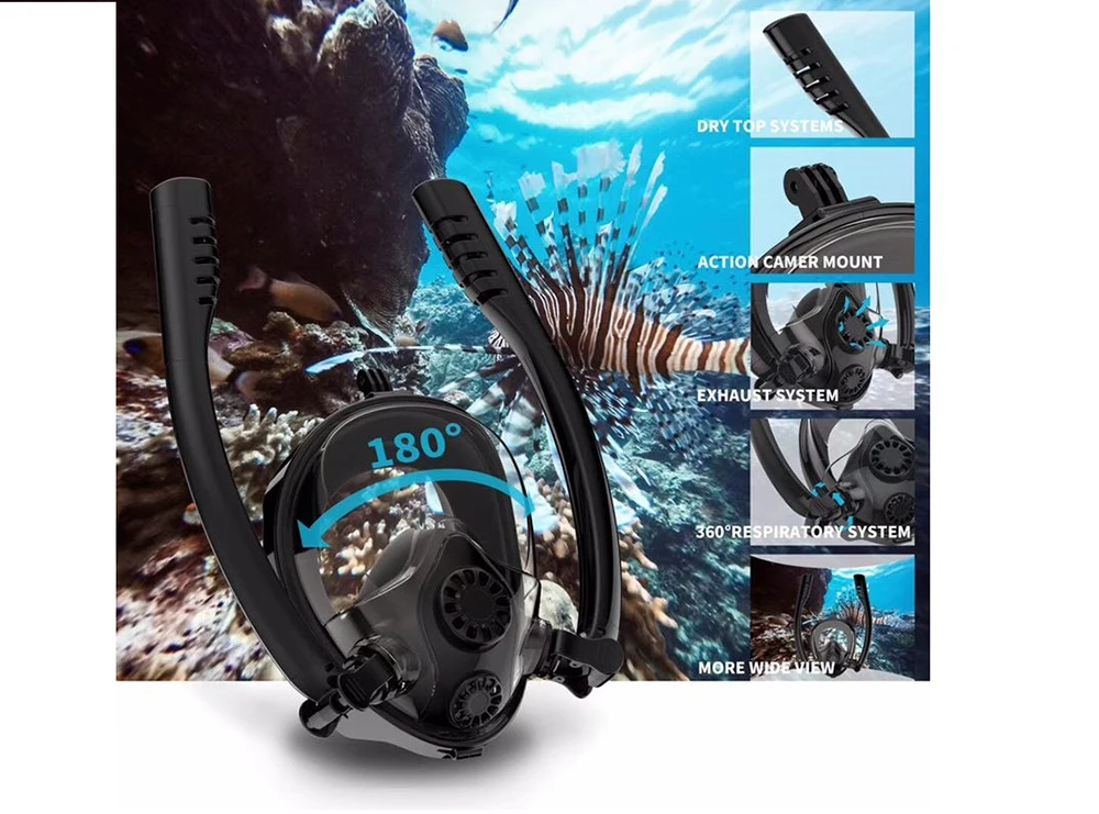 Diving Mask Scuba Mask Underwater Anti Fog Anti Leak Full Face Snorkeling Mask Women Men Kids Swimming Snorkel Diving Equipment