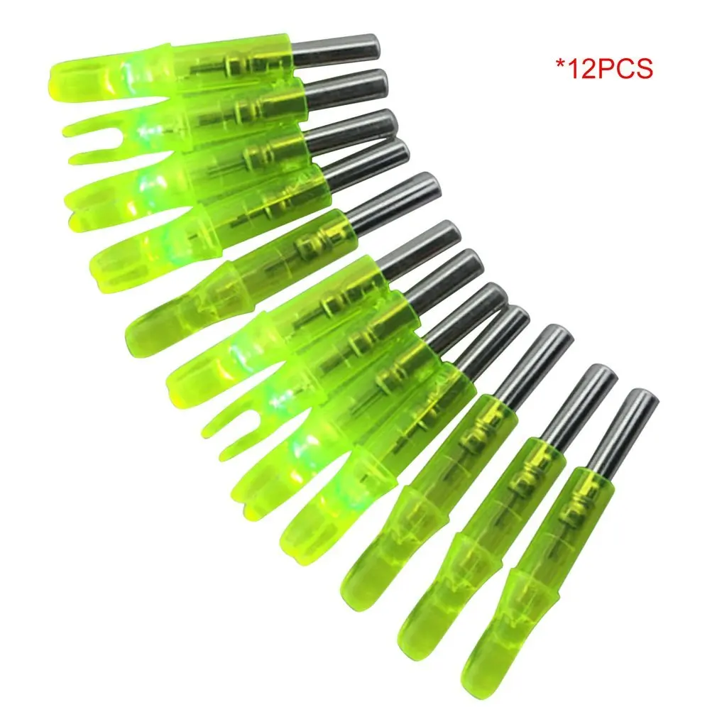 

12PCS/SET Super Bright LED Luminous Arrow Nock Tail Outdoor Hunting Shooting Archery Arrow Bow Dual Tail Inside Light Drop Ship