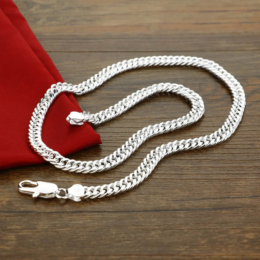Личности человека ожерелье 7 мм Мода 925 Серебро Ожерелье Браслеты цепочки