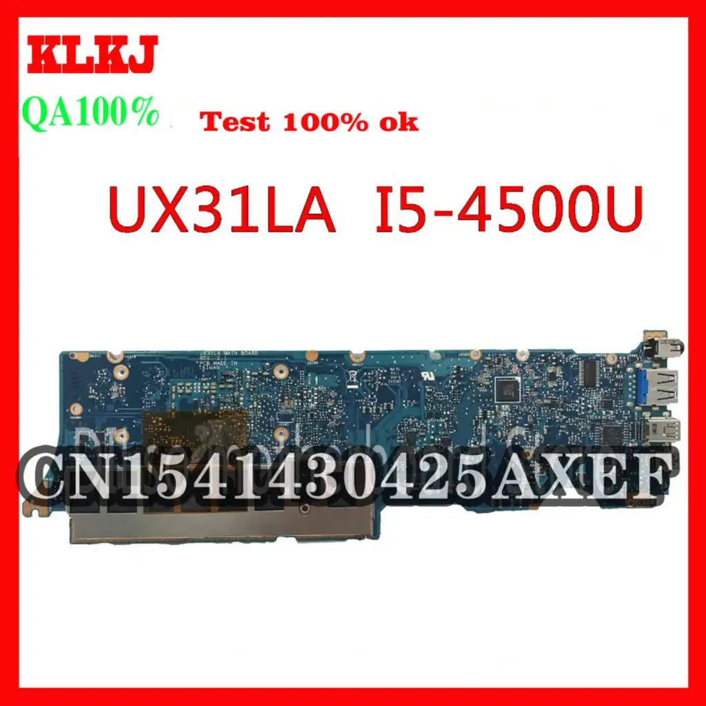 

KLKJ UX31LA For ASUS UX31LA Laptop Motherboard UX31LA I5-4200U CPU rev2.1 UX31LA Mainboard Test Work 100%