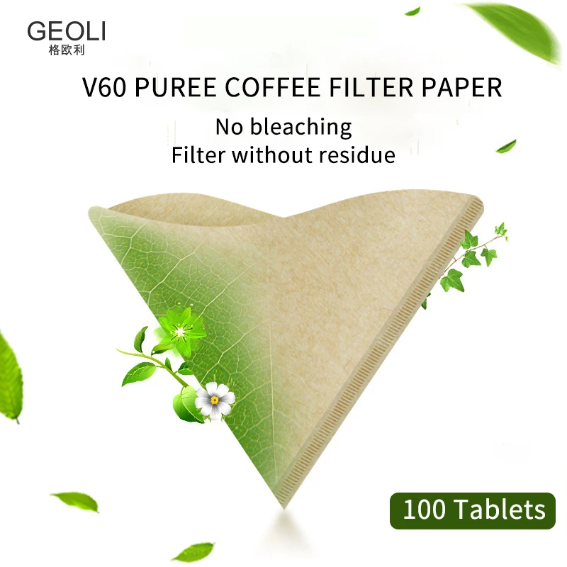 V60 фильтровальная бумага для кофе 1-2 чашки/2-4 чашки экологически чистые